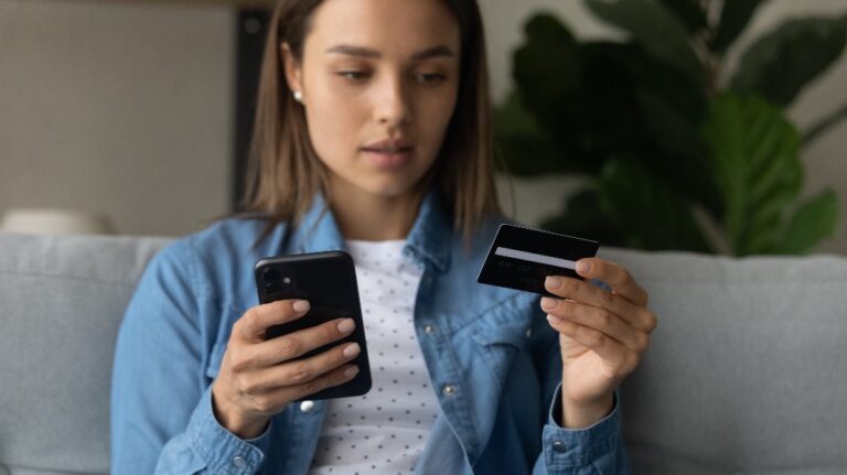young woman with credit card