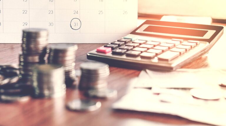 Calculator with money and a calendar