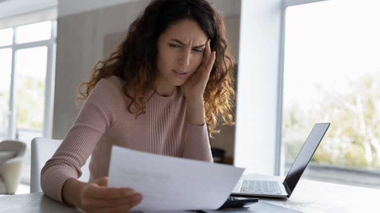 woman in debt