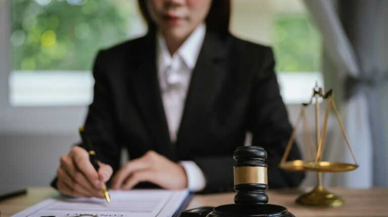 Lawyer is reviewing documents