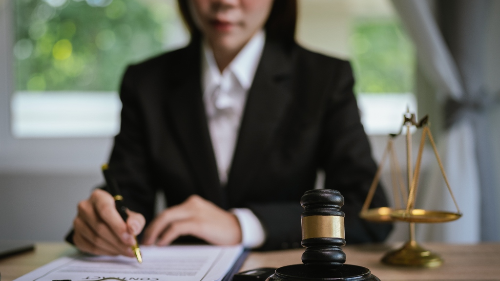 Lawyer is reviewing documents